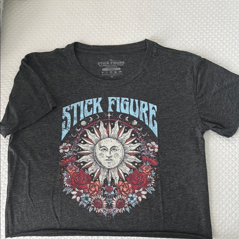 New-without tags Stick Figure concert Graphic cropped T-shirt
